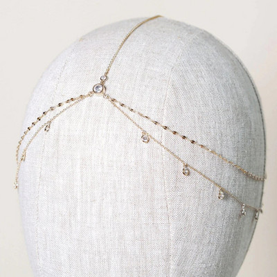 Stonefans Mood Boho kristallist peakett pulmajuukseaksessuaarid Elegantne peakate Bling Pruudi otsmikukett India ehted