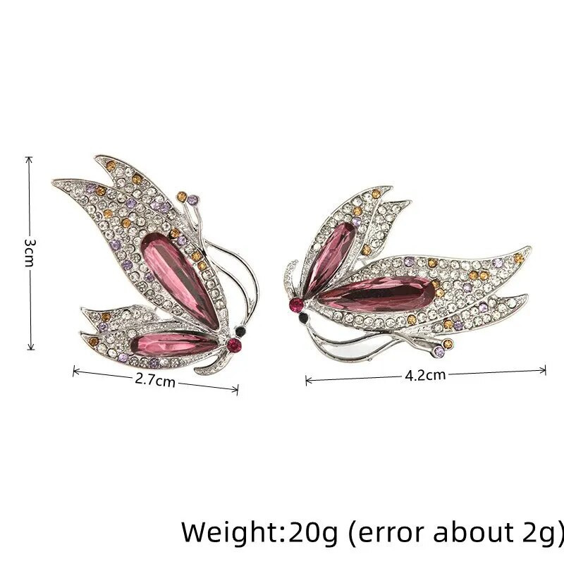 2 tk imitatsiooniga valge kullavärvi pross meestele ja naistele korssilillast kristallklaasist juhusliku komplektiga kivist ehteid