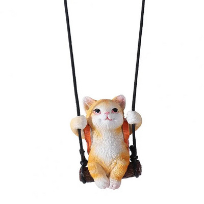 1 rinkinys Creative Swing Cat kvapiųjų medžiagų su Aromaterapijos kuprinės dervos Swing Cat automobilio galinio vaizdo veidrodžio pakabuko interjero priedais