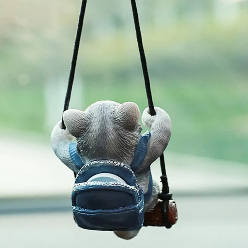 1 rinkinys Creative Swing Cat kvapiųjų medžiagų su Aromaterapijos kuprinės dervos Swing Cat automobilio galinio vaizdo veidrodžio pakabuko interjero priedais