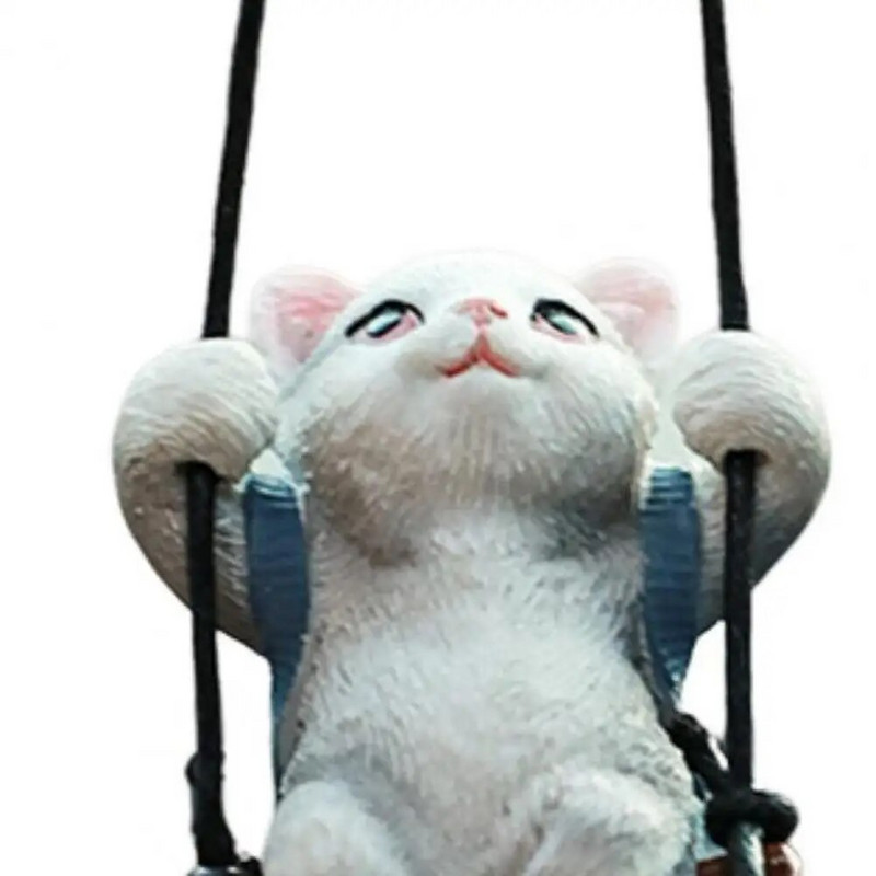 1 rinkinys Creative Swing Cat kvapiųjų medžiagų su Aromaterapijos kuprinės dervos Swing Cat automobilio galinio vaizdo veidrodžio pakabuko interjero priedais