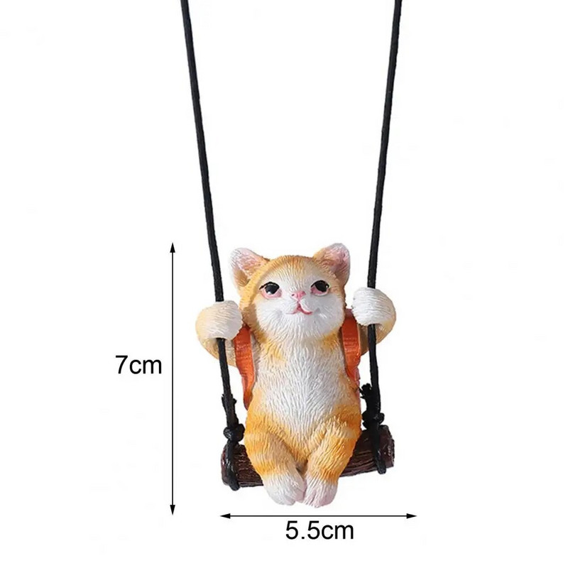 1 rinkinys Creative Swing Cat kvapiųjų medžiagų su Aromaterapijos kuprinės dervos Swing Cat automobilio galinio vaizdo veidrodžio pakabuko interjero priedais