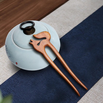 Käsitsi valmistatud puidust juuksenõelad ja -klambrid ripats Fox Styling juuksepulgad Fork Vintage juuste aksessuaarid naistele tüdrukutele pikkade juuste hoidja