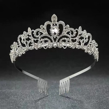 Луксозни кристални корони и диадеми с гребен лента за глава за момичета, жени, принцеса, рожден ден, сватба, абитуриентски бал, булчински подаръци