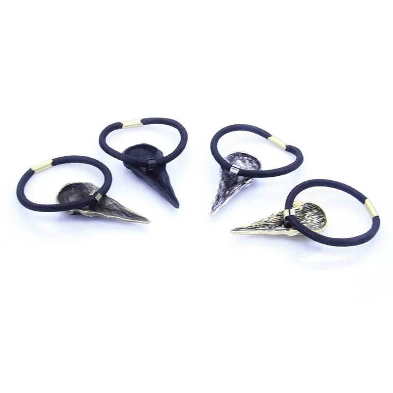 Punk gooti metallist Crow Skull juuksepael poni sabahoidja elastne juuksenöör lips peakatted naiste aksessuaarid