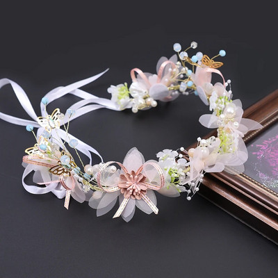 Elegantsed tüdrukute kevadised Böömimaa pärlikroonid Beach Hawaii lilledega vanik Romantiline kunstroosist pulmapärjad lilledega peapael