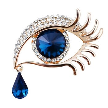 Waterdrop Crystal Eyes брошки за жени емайлирани кристали 4-цветни очи офис каузална брошка игли подаръци