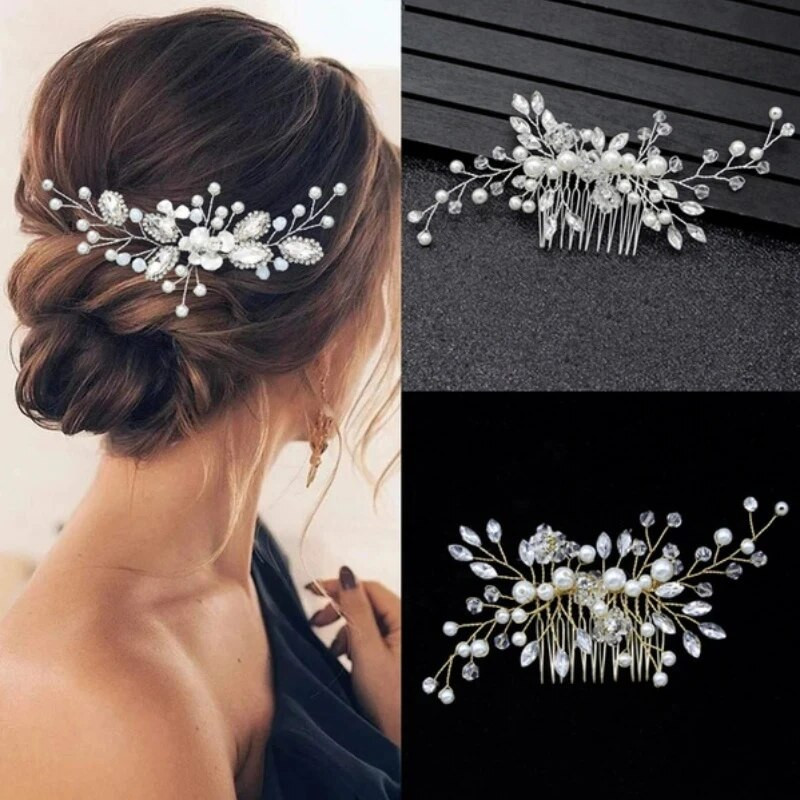 Crystal Pearl Tiaras Barrettes Juukseklambrid Juuksekammid pulmapruudiks Naiste juuksenõelad Pruudi peaehte Juukseehted Aksessuaarid