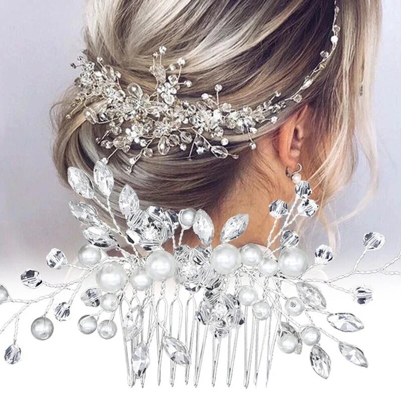 Crystal Pearl Tiaras Barrettes Juukseklambrid Juuksekammid pulmapruudiks Naiste juuksenõelad Pruudi peaehte Juukseehted Aksessuaarid
