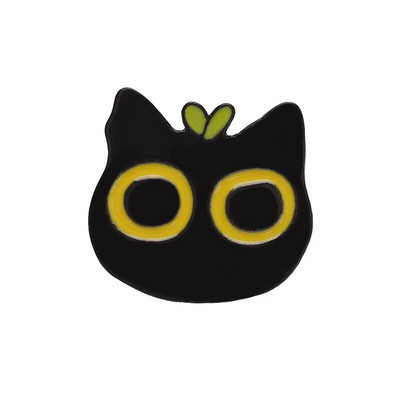 Mustad kassid emailnõelad Kohandatud suured silmad kassipoja prossid rinnamärgid lillelised loomad multifilmid naljakad ehted kingitus sõpradele