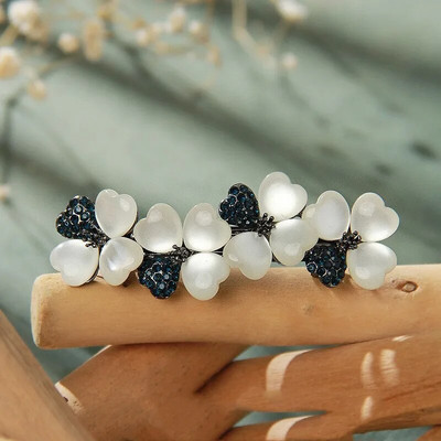 Uus luksuslik valge opaallillega kevadjuuksenõela komplekt tsirkoonist Boutique Top Clip One Word Back Elegantne naiste moe peakate