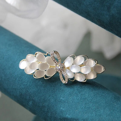 Uus luksuslik valge opaallillega kevadjuuksenõela komplekt tsirkoonist Boutique Top Clip One Word Back Elegantne naiste moe peakate