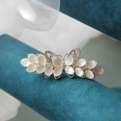 Uus luksuslik valge opaallillega kevadjuuksenõela komplekt tsirkoonist Boutique Top Clip One Word Back Elegantne naiste moe peakate