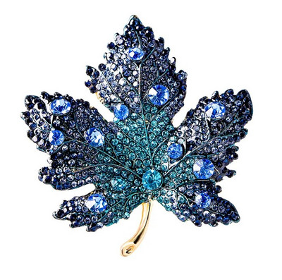 Rhinestone Red Χρώμα Σφενδάμι καρφίτσα Vintage Μπλε φύλλο σφενδάμου Κρυστάλλινο κρεμαστό στρας Γυναικεία καρφίτσα καρφίτσα κορσάζ Αξεσουάρ Δώρο