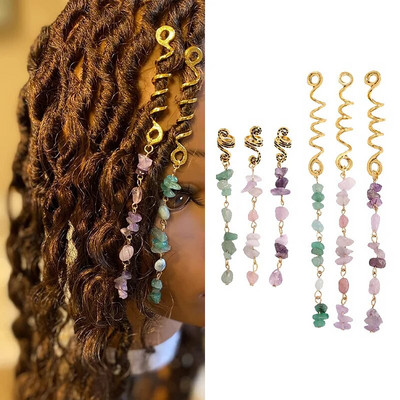 Fashion Dangle Dreadlock Beading Jewelry Crystal Stone Braided Hair Jewelry Dread Sleeves Dreadlock Accessories Ethnic Headwear