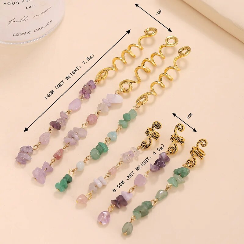 Mada Dangle Dredlock Karoliukai Papuošalai Krištoliniai Akmenys Pinti Plaukai Papuošalai Dredai Rankovės Dredų Priedai Etniniai galvos apdangalai