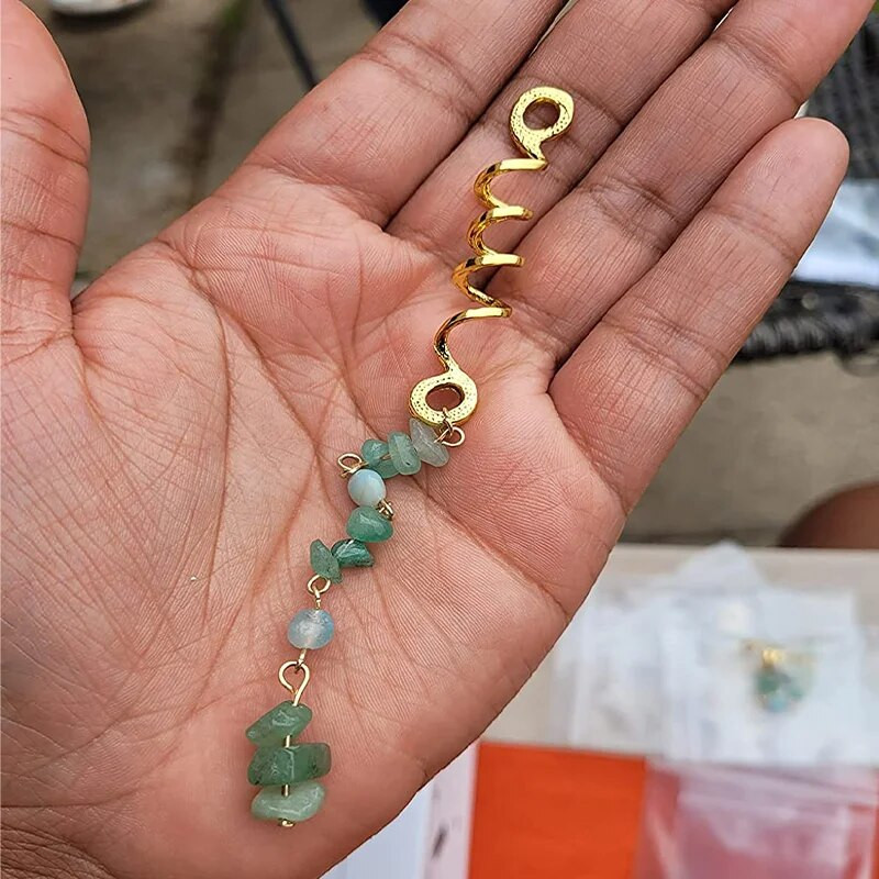 Mada Dangle Dredlock Karoliukai Papuošalai Krištoliniai Akmenys Pinti Plaukai Papuošalai Dredai Rankovės Dredų Priedai Etniniai galvos apdangalai