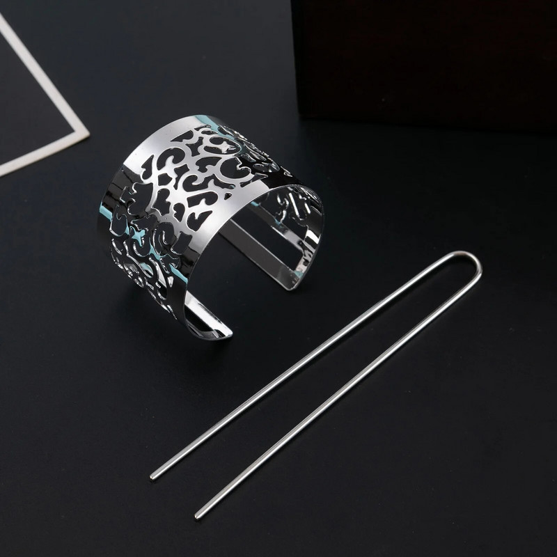 Matu kociņi Spalvu bulciņa aproču lapa matu sprādzes komplekts sievietēm unikāli kāzu matu aksesuāri sievietēm Retro matu sprādzes Cage Femme rotaslietas