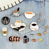 Coffee Collection Enamel Pin for Barista Vintage Rose Tea Latte Americano Prossid Kohvimasin Mini Kohviuba Märgi Ehted