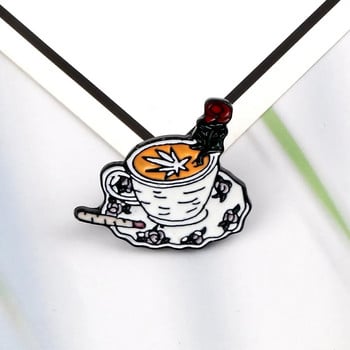 Колекция кафе Емайлирана игла за бариста Vintage Rose Tea Latte Americano Брошки Кафе машина Мини кафе на зърна Значка Бижута