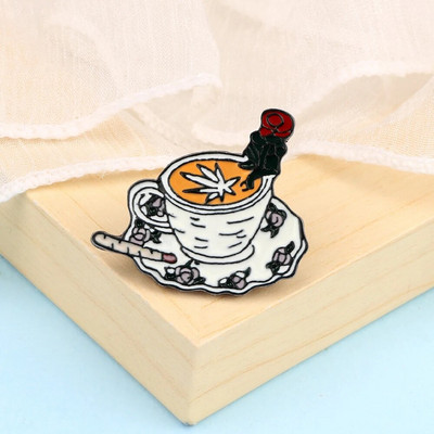 Coffee Collection Enamel Pin for Barista Vintage Rose Tea Latte Americano Prossid Kohvimasin Mini Kohviuba Märgi Ehted