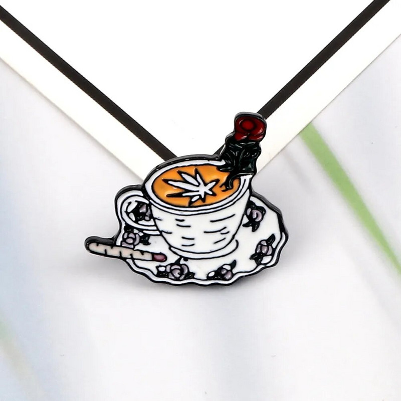 Coffee Collection Enamel Pin for Barista Vintage Rose Tea Latte Americano Prossid Kohvimasin Mini Kohviuba Märgi Ehted