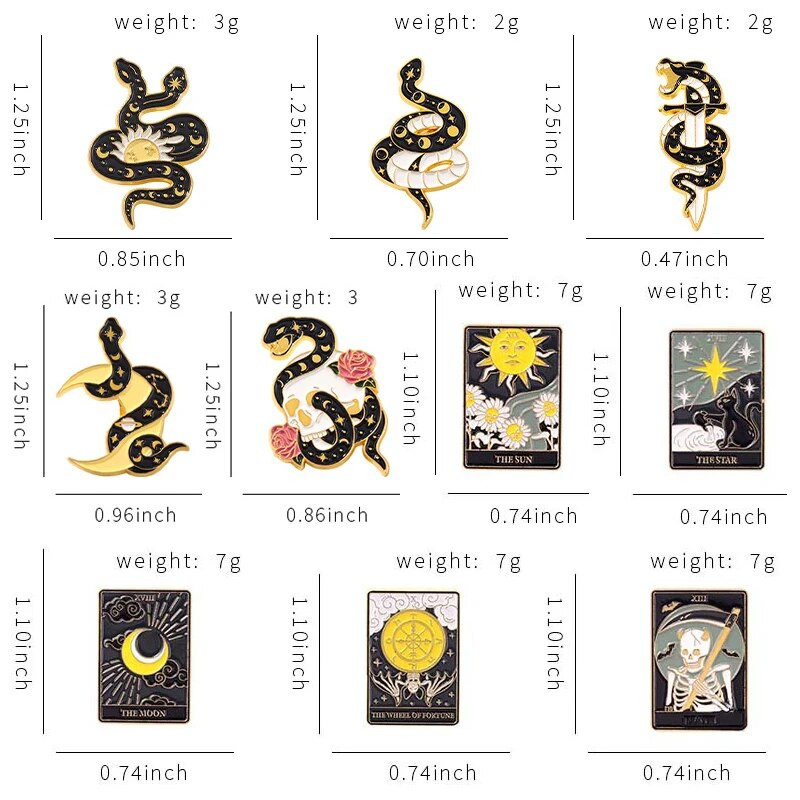 Loominguline trendikas multikas must madu Tarot õlitilk rev Pross rinnamärk teksakott Kingitus meestele naistele moeehted kaunistus