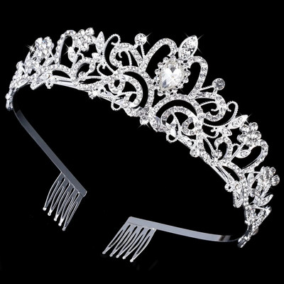 Rhinestone kullast hõbedavärvi tiaarad ja kroonid pruutpeo jaoks Kristallpärlid Diadeemid Peakaunistused Moeaksessuaarid