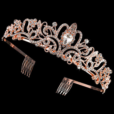 Rhinestone kullast hõbedavärvi tiaarad ja kroonid pruutpeo jaoks Kristallpärlid Diadeemid Peakaunistused Moeaksessuaarid