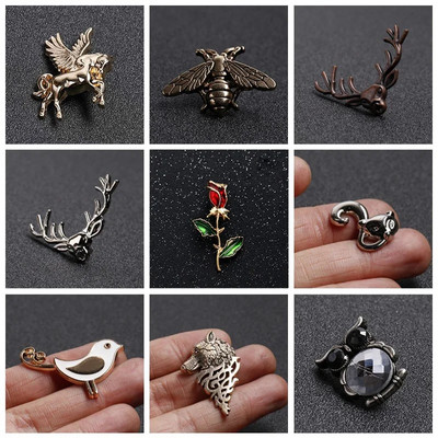 Animal Insect Series Bee/Flower/ Bird/Eer Emal Brooch Boch Needle Ανδρικά και Eomen πουκάμισο γιακά με κλιπ καρφίτσα Διακόσμηση ρούχων