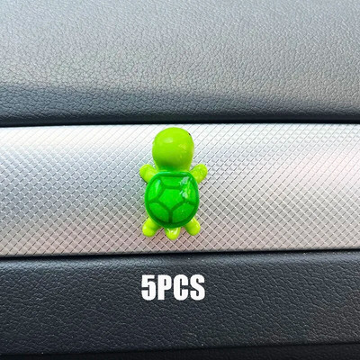 5PCS Mini bruņurupuča automašīnas salona apdare Jauki miniatūra ornamenti, auto paneļa atpakaļskata spoguļa apdare, automašīnu piederumi