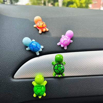 5PCS Mini bruņurupuča automašīnas salona apdare Jauki miniatūra ornamenti, auto paneļa atpakaļskata spoguļa apdare, automašīnu piederumi