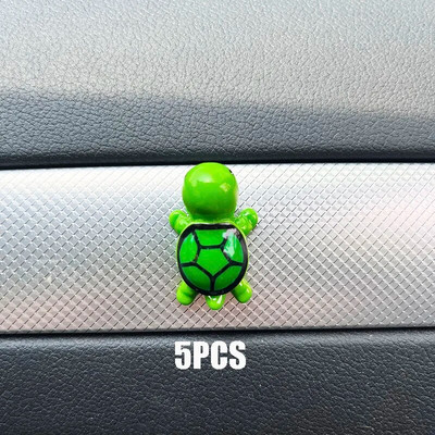 5PCS Mini bruņurupuča automašīnas salona apdare Jauki miniatūra ornamenti, auto paneļa atpakaļskata spoguļa apdare, automašīnu piederumi