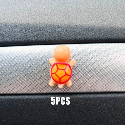 5PCS Mini bruņurupuča automašīnas salona apdare Jauki miniatūra ornamenti, auto paneļa atpakaļskata spoguļa apdare, automašīnu piederumi