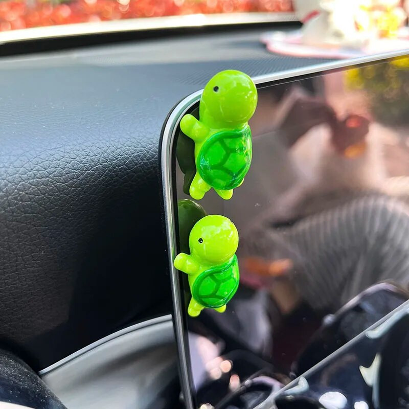 5PCS Mini bruņurupuča automašīnas salona apdare Jauki miniatūra ornamenti, auto paneļa atpakaļskata spoguļa apdare, automašīnu piederumi