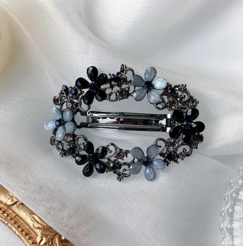 Jauns korejiešu ovāls ziedu kristāla pavasara matadata luksusa cirkona augšējais klips kosa klips temperamenta sieviešu modes matu aksesuāri