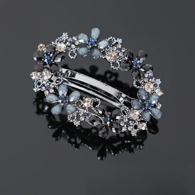 Jauns korejiešu ovāls ziedu kristāla pavasara matadata luksusa cirkona augšējais klips kosa klips temperamenta sieviešu modes matu aksesuāri