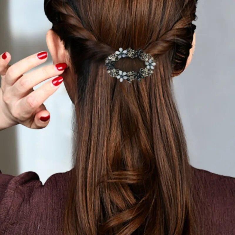 Jauns korejiešu ovāls ziedu kristāla pavasara matadata luksusa cirkona augšējais klips kosa klips temperamenta sieviešu modes matu aksesuāri