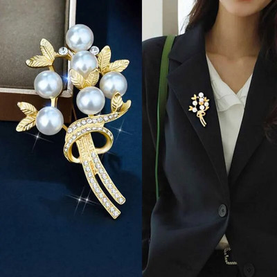 Uus pärlikivist pärgiga liblikpross naistele Barokne trendikas elegantne ringikujuline lehtedega pross, peo pulmakingitus