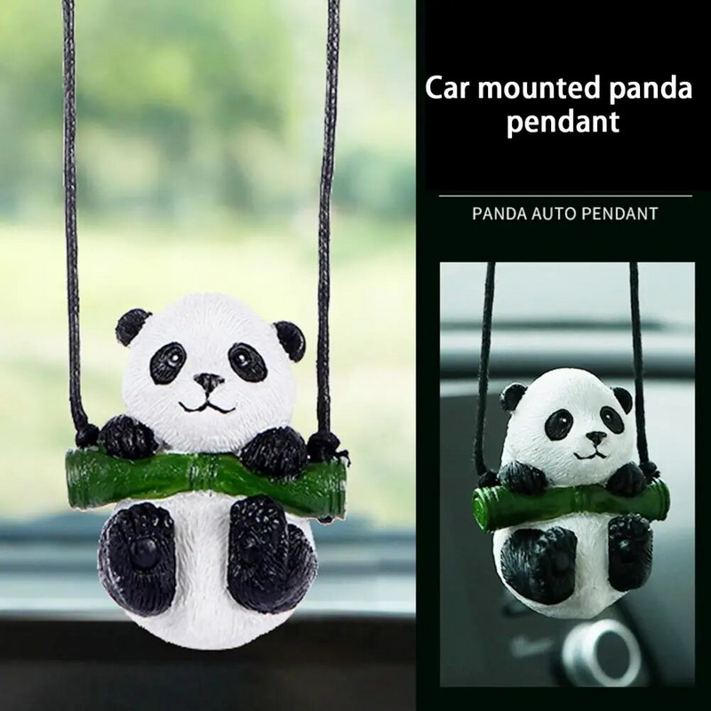 Papuoškite neabrazyvinius automobilio filialo „Panda Swing Pendant“ automobilio priedus