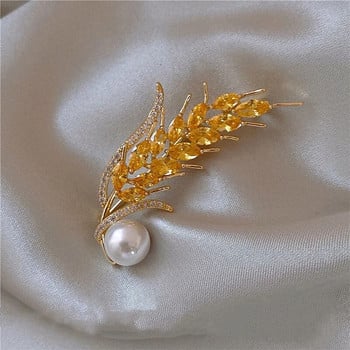 Fashion Atmosphere Golden Wheat Ear Citrine καρφίτσα Γυναικεία casual πουλόβερ Κοσμήματα αξεσουάρ