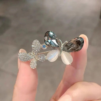 Ιδιοσυγκρασία Opal Crystal Two Butterfly Καρφίτσα για γυναίκες Μόδα καρφίτσες Pin Κοσμήματα για πάρτι γάμου Αξεσουάρ ρούχα Δώρα