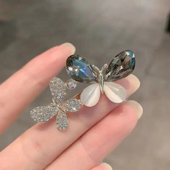 Ιδιοσυγκρασία Opal Crystal Two Butterfly Καρφίτσα για γυναίκες Μόδα καρφίτσες Pin Κοσμήματα για πάρτι γάμου Αξεσουάρ ρούχα Δώρα