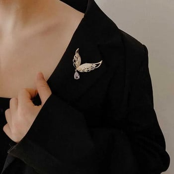 Πολυτελείς καρφίτσες Angel Wings Rhinestone για γυναίκες Κρυστάλλινο κρεμαστό καρφίτσα Waterdrop Καρφίτσα για πάρτι Αξεσουάρ για ρούχα γάμου Κοσμήματα