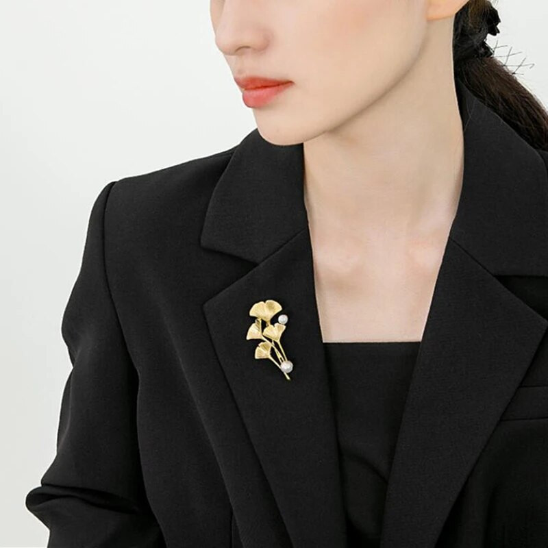 Mood Ginkgo Biloba Vintage kullavärvi prossnõelad Kristallid pärlililled prossid pulmapeo eheteks 2023