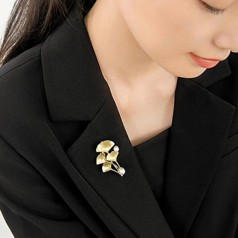 Mood Ginkgo Biloba Vintage kullavärvi prossnõelad Kristallid pärlililled prossid pulmapeo eheteks 2023