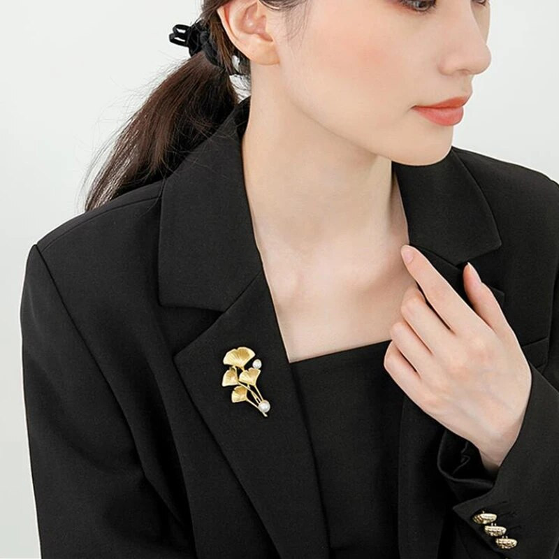 Mood Ginkgo Biloba Vintage kullavärvi prossnõelad Kristallid pärlililled prossid pulmapeo eheteks 2023