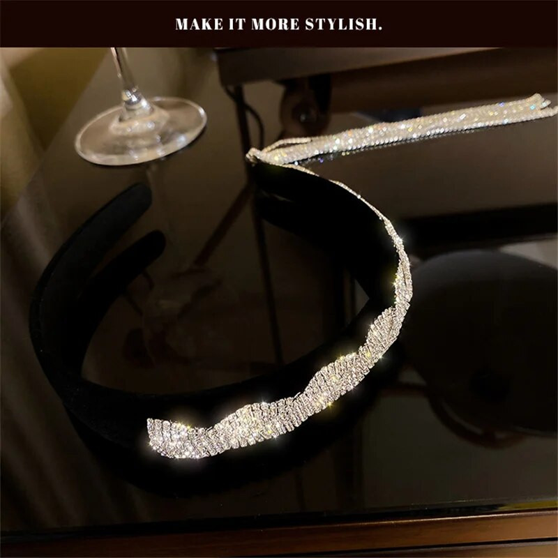 FYUAN Jauna stila garu pušķu asimetrijas straslīša galvas saite sievietēm melna samta matu saspraude Kāzu matu aksesuāri rotaslietas