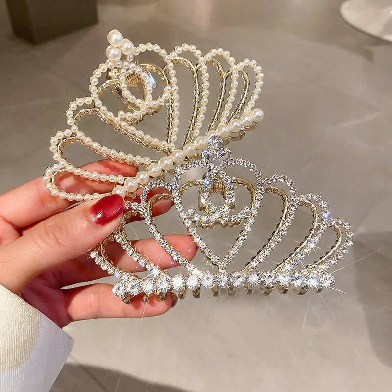 FYUAN Korea stiilis õõnsa krooni kujuga juukseküüned Naistele mõeldud pärlikividest klambrid klambrid peakatted, tüdrukute ehted