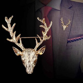 Tipptasemel trendikas pross põdrapea nööpnõelad ja prossid Animal Deer Metal Pross Pin Badge Scraf pannal krae ülikonna aksessuaarid